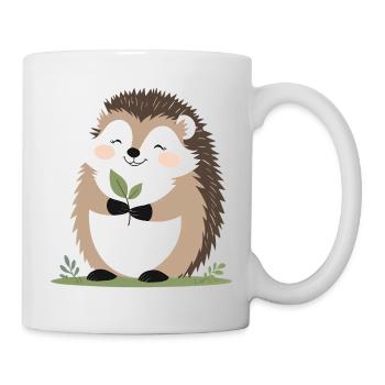 Süßer Igel mit Blatt - Tasse - Weiß - Rechts