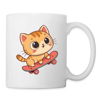 Kitten skate on a trendy board - Mug - white - Right
