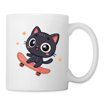 Kawaii Cat on Skateboard - Mug - white - Right