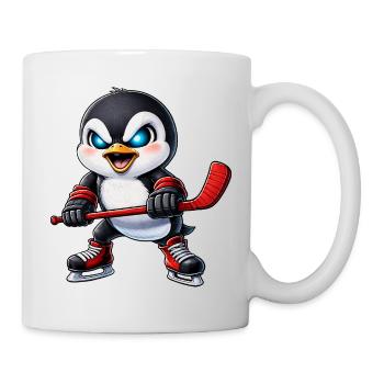 Süßer Pinguin Eishockeyspieler aggressiv Hockey Ca - Tasse - Weiß - Rechts