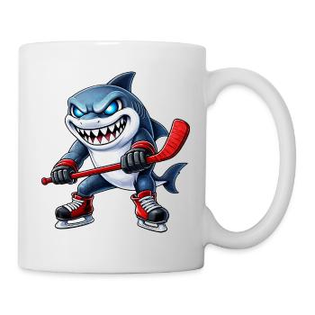Süßer Eishockey Spieler Cartoon Aggressiv Kämpfer - Tasse - Weiß - Rechts