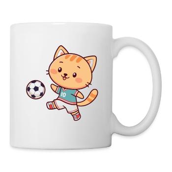 Chat joueur de foot kawaii - Mug blanc - blanc - Droite