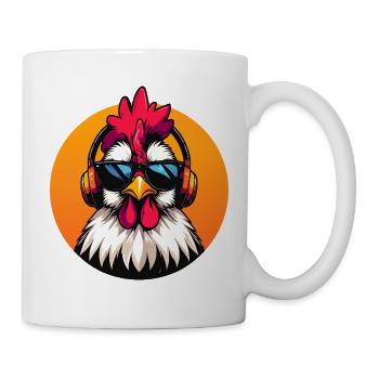 Cooles Huhn mit Sonnenbrille Kopfhörer Motiv - Tasse - Weiß - Rechts