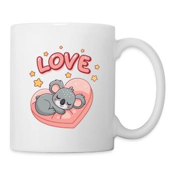 Koala schläft auf Pastellherz - Tasse - Weiß - Rechts