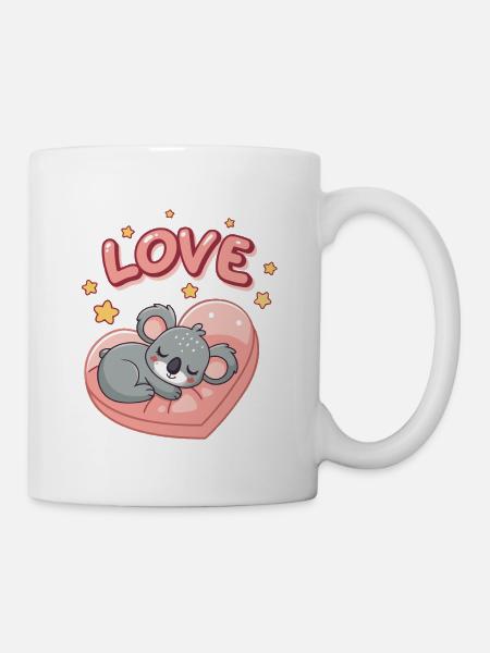 Koala schläft auf Pastellherz - Tasse - Weiß