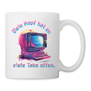 Vintage Computer Neon Tabs Open - Mug - white - Right