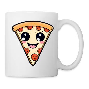 Kawaii Pizza Scheibe - Tasse - Weiß - Rechts
