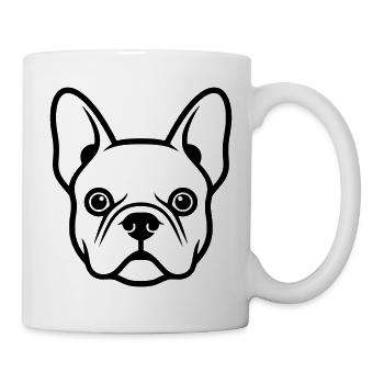 Französische Bulldogge Frenchie Kopf - Tasse - Weiß - Rechts