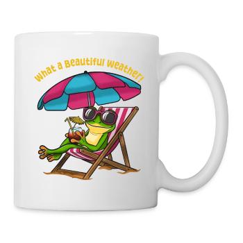 Grenouille dans une chaise longue de plage - Mug blanc - blanc - Droite
