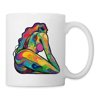 Bunte Silhouette nackt in Wirbeln - Tasse - Weiß - Rechts