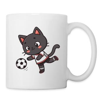 Schwarzer Fußballer Kätzchen in Jersey - Tasse - Weiß - Rechts