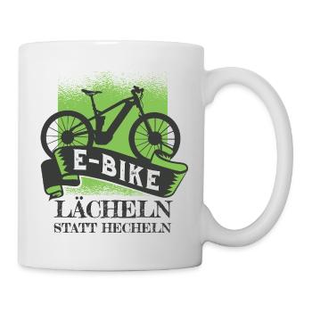 E-Bike Smiling Instead of Crocheting Funny Bike Shir - Mug - white - Right