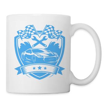 Rennwagen Emblem Schild KfZ - Tasse - Weiß - Rechts