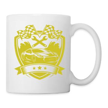 Racing Car Emblem Shield Car - Mug - white - Right