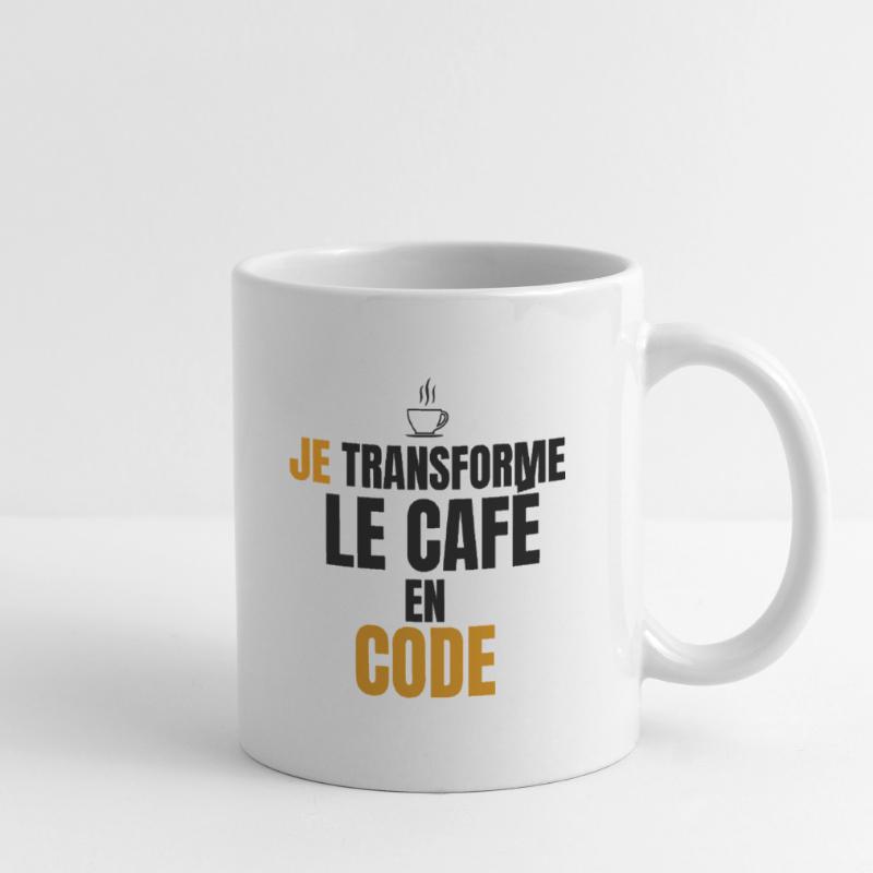 Je transforme le code en café Mug blanc
