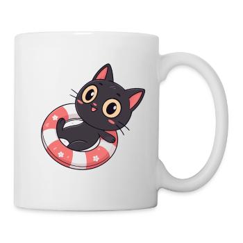 Black Cat on Buoy Flowers - Mug - white - Right