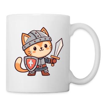 Bezaubernde gepanzerte Ritterkatze - Tasse - Weiß - Rechts