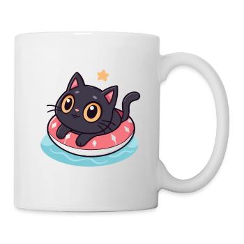 Chat kawaii sur boué rose - Mug blanc - blanc - Droite