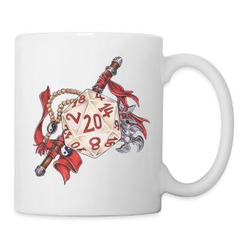 Rollenspiel Tabletop D20 Würfel Geschenk Mönch - Tasse - Weiß - Rechts