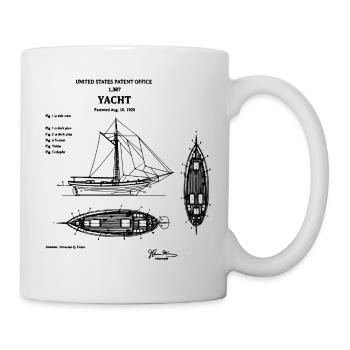 Conception du brevet de plan de yacht - Mug blanc - blanc - Droite
