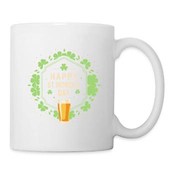 St. Patrick's Day Bier & Kleeblatt - Tasse - Weiß - Rechts