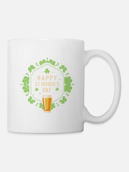 St. Patrick's Day Bier & Kleeblatt - Tasse - Weiß