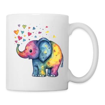 Éléphant arc-en-ciel avec des étincelles de cœur - Mug blanc - blanc - Droite