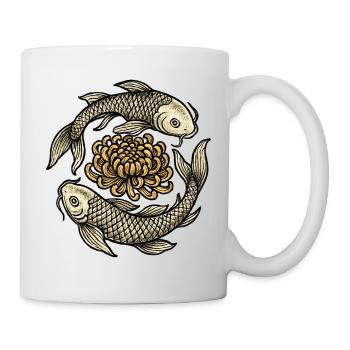Koi Chrysanthemen Kreislauf - Tasse - Weiß - Rechts