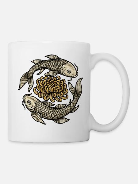 Koi Chrysanthemen Kreislauf - Tasse - Weiß