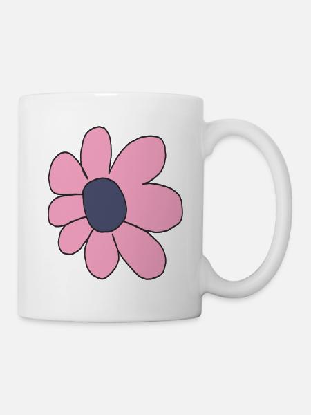 Pastellrosa Cartoon-Blume - Tasse - Weiß