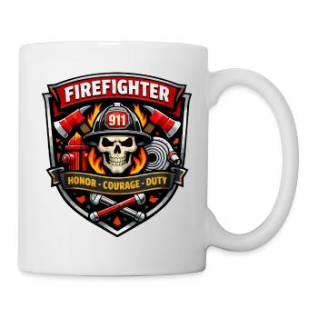 Insigne de pompier Flammes du Crâne - Mug blanc - blanc - Droite