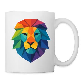 Farbenfroher Wild Poly Low Lion – Art Pop Farben - Tasse - Weiß - Rechts