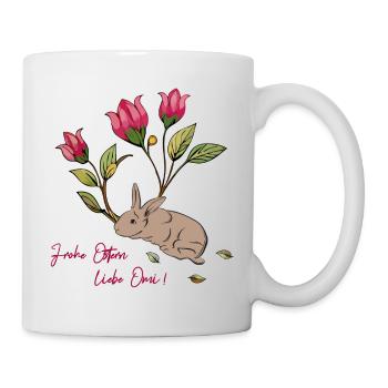 Osterhase mit Tulpen - Tasse - Weiß - Rechts
