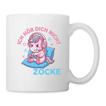 Lustiges Gamer Einhorn Headset Zocken Spruch - Tasse - Weiß - Rechts