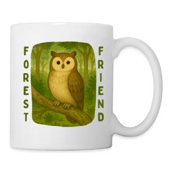 Hibou sur une branche - Ami de la forêt - Mug blanc - blanc - Droite