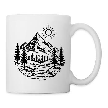 Berge Landschaft Wald - Tasse - Weiß - Rechts