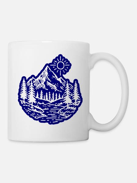 Berge Tal Landschaft Wald - Tasse - Weiß