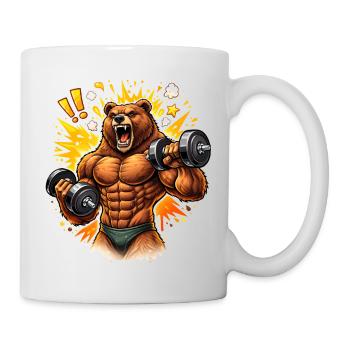 Starker Bodybuilder Bär Illustration   - Tasse - Weiß - Rechts