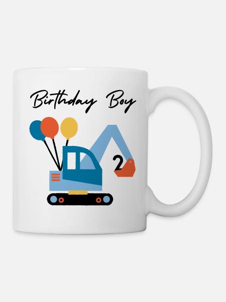 Excavator with balloons - Mug - white