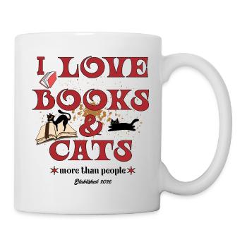 J’adore les livres et les chats – rats de bibliothèque et amoureux des chats - Mug blanc - blanc - Droite