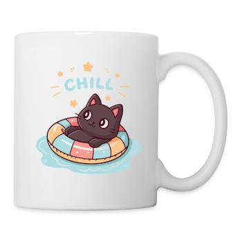 Black Cat in Pastel Buoy CHILL - Mug - white - Right