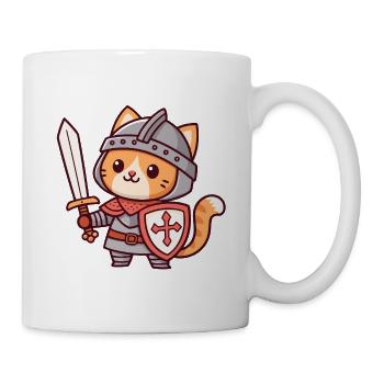 Ritterkatze – Schwert & Schild - Tasse - Weiß - Rechts