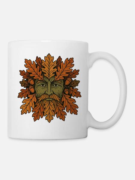 Geistgesicht der Herbst-Eiche - Tasse - Weiß