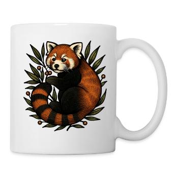 Roter Panda im Blattwerk - Tasse - Weiß - Rechts