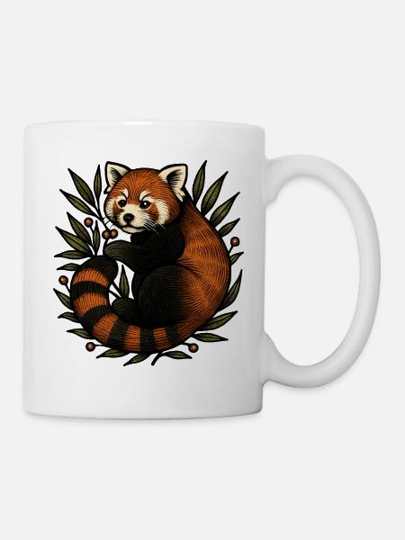 Roter Panda im Blattwerk - Tasse - Weiß