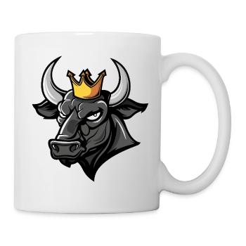 Bulle Porträt Tier Taurus Kopf Krone - Tasse - Weiß - Rechts
