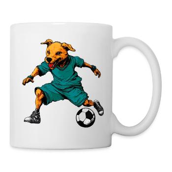 Footballeur chien - Mug blanc - blanc - Droite
