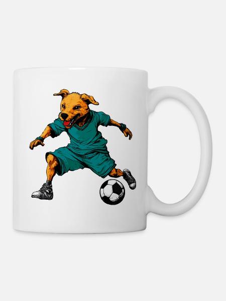 Hund Fussballer - Tasse - Weiß