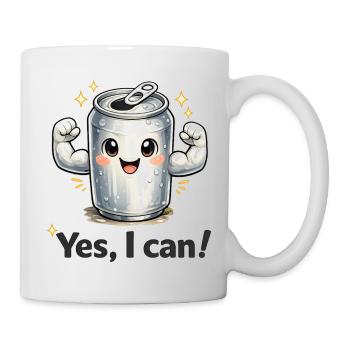 Yes I can! Witziges Shirt mit Dose Wortspiel Witz - Tasse - Weiß - Rechts