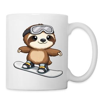 Cute Sloth Snowboard Winter Winter Sports - Mug - white - Right